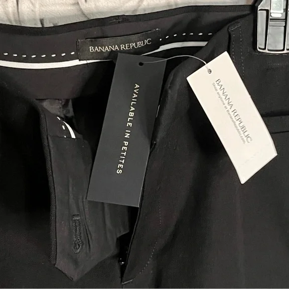 NWT Banana Republic Sloan Pants Flat front stretch Black detail Size 10 Long - Picture 6 of 13